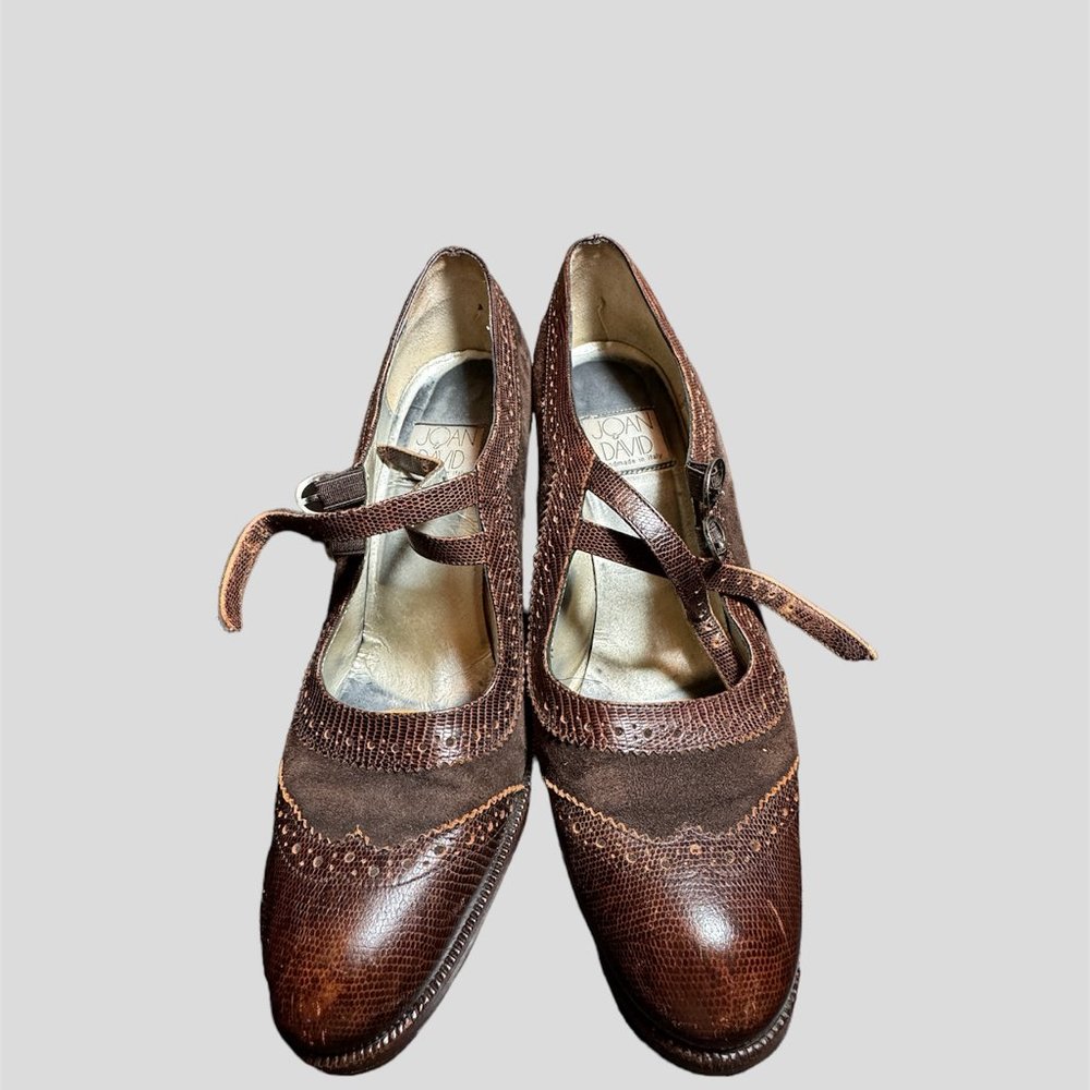 Joan & David size 8.5 brown suede and leather pumps handmade in Italy
